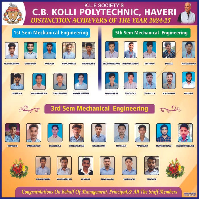 Distinction Achievers of 2024-25 (Mechanical Engg)